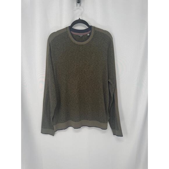 Ted Baker London Sweater Mens XL (45") Green Wool Blend Crewneck Preppy Academia - Picture 1 of 13